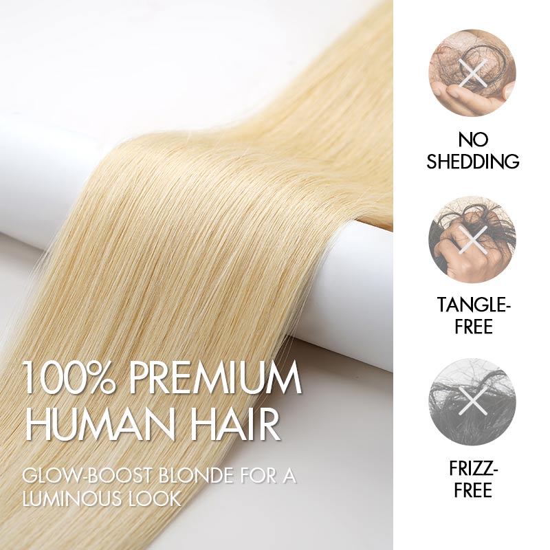 QVR Invisible Straight Tape In Hair Extensions Natural Black Premium #613 Blonde Human Hair