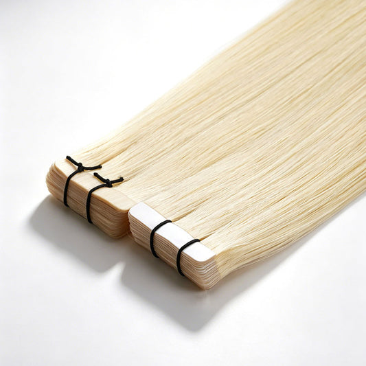Extensiones de cabello con cinta adhesiva invisible QVR, cabello humano negro natural, rubio premium #613
