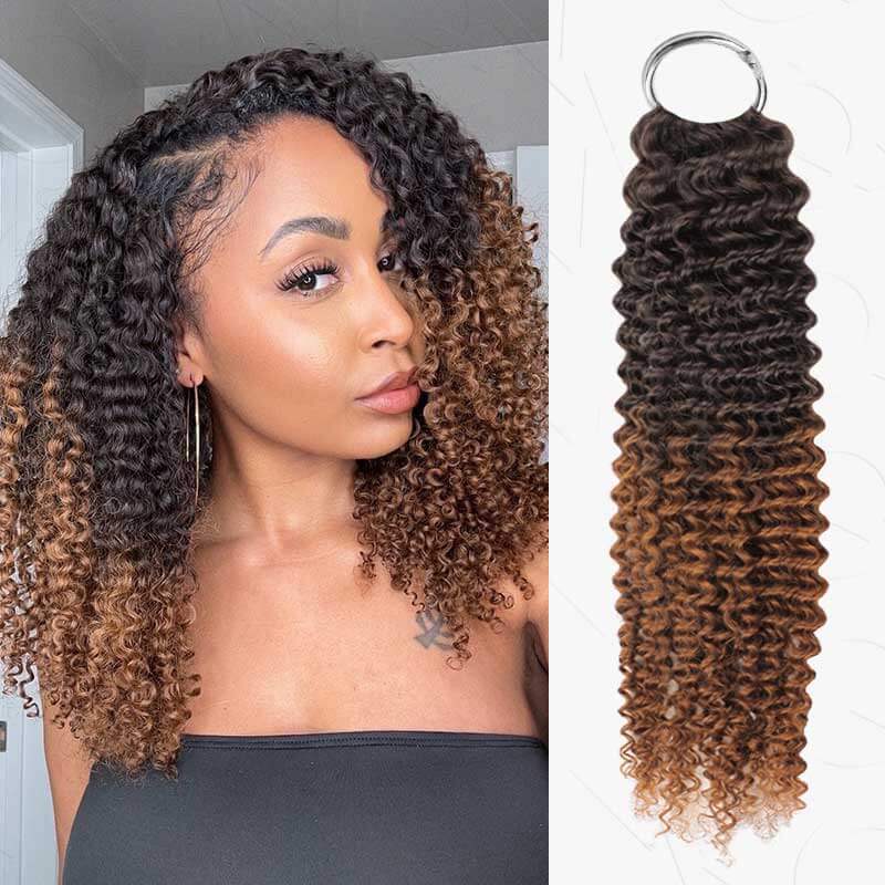 B3G1|Ombre #T1B/30/27 Small Kinky Curly Feather Crochet Human Hair