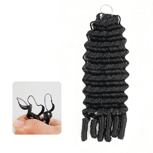 QVR Cabello Humano Crochet con Ondas Profundas y Plumas, Puntas en Espiral, Extensiones de Cabello para Tejer a Máquina