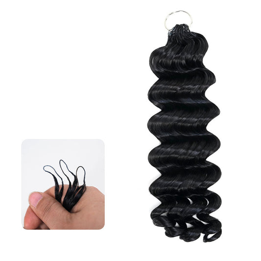 QVR Cabello humano de ganchillo suelto de onda profunda con extremos rizados de pluma, extensiones de cabello de ganchillo hechas a máquina