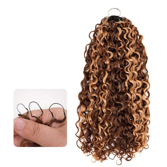 Cabello humano rizado con plumas QVR Twist Highlight #P4/27 Miracle Knots Extensiones de cabello de ganchillo