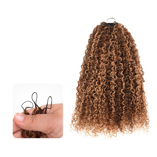 QVR Highlight #P4/27 Pluma Ganchillo Cabello Humano Birmano Rizado Kinky Nudos Milagrosos Peinado