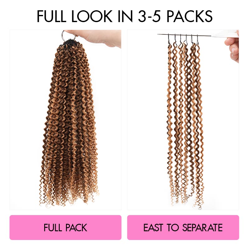 QVR Invisible Afro Kinky Curly Feather Crochet Hair Highlight #P4/27 Machine Made Human Hair Extensions