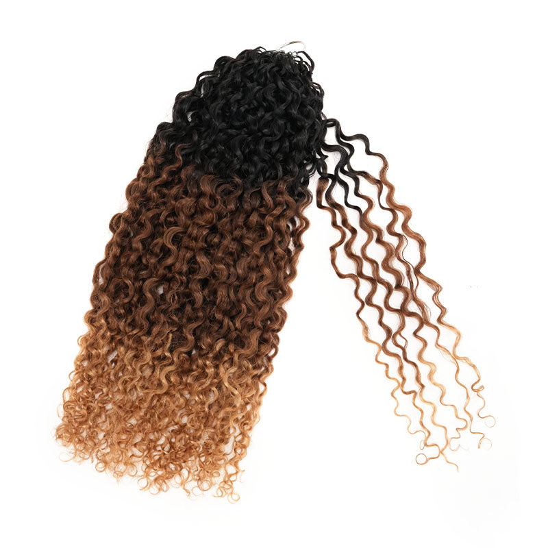 QVR Twist Curly Feather Crochet Human Hair Highlight #P4/27 Miracle Knots Crochet Weave Hair Extensions