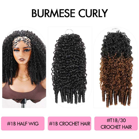 FIXED PRICE|QVR Brown Highlight Miracle Knots X Half Wig Hack Seamless Miracle Braids Human Hair Crochet Weave Hair Extension