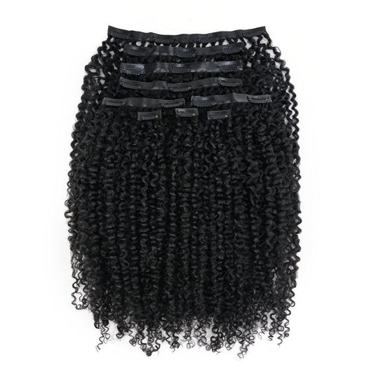 QVR Tight Curly PU Clip In Hair Extensions 9PCS 5PCS Volumizer Human Hair