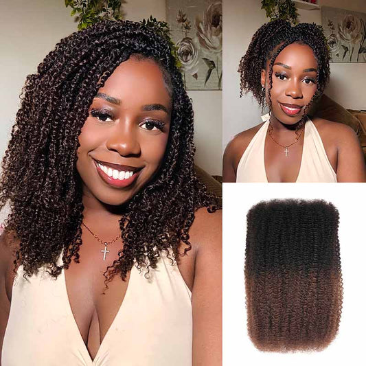 P3G5|Cabello humano a granel afro kinky Ombre Marrón #T1B/4
