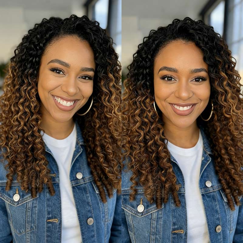 P3G5|Ombre Brown #T1B/30 Feather Crochet Human Hair