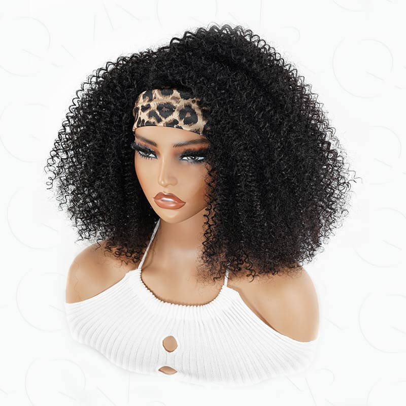 US Only|QVR #1B Kinky Curly Half Wig