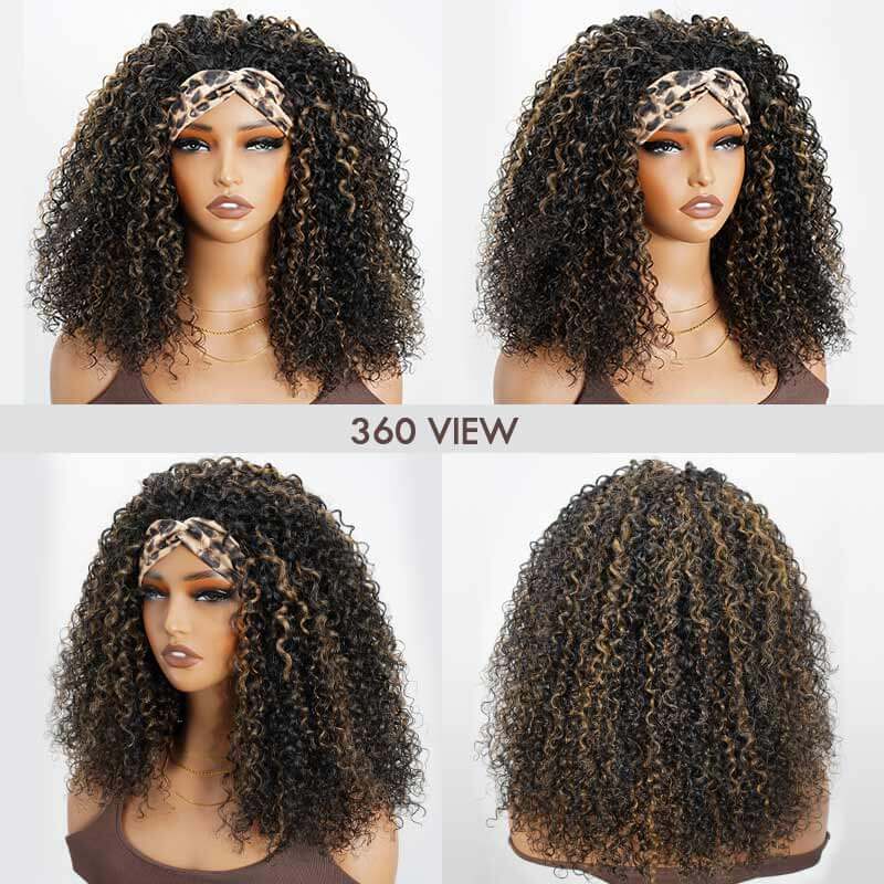 Flash Sale|QVR Glueless Highlight #1B/27 Twist Curly Half Wig Invisible Hairline Wear Go Human Hair Wigs
