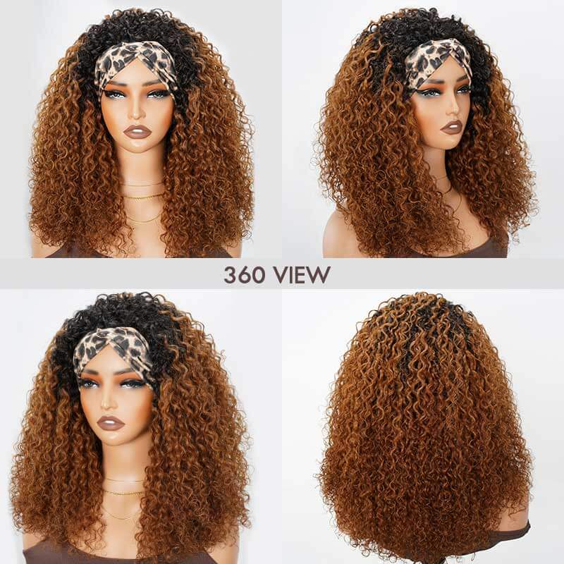 Flash Sale|QVR Glueless Twist Curly Half Wig Invisible Hairline Ombre #T1B/30 Wear Go Human Hair Wigs