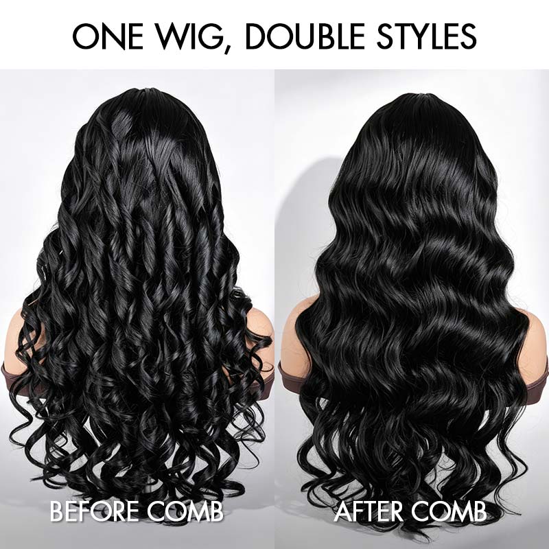 Pelucas de cabello humano en forma de U, QVR sin pegamento, pre-rizadas, con nuevas ondas corporales