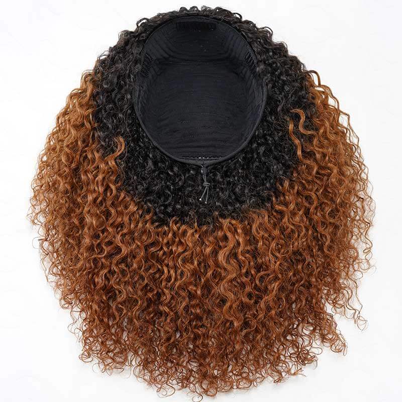 Flash Sale|QVR Glueless Twist Curly Half Wig Invisible Hairline Ombre #T1B/30 Wear Go Human Hair Wigs