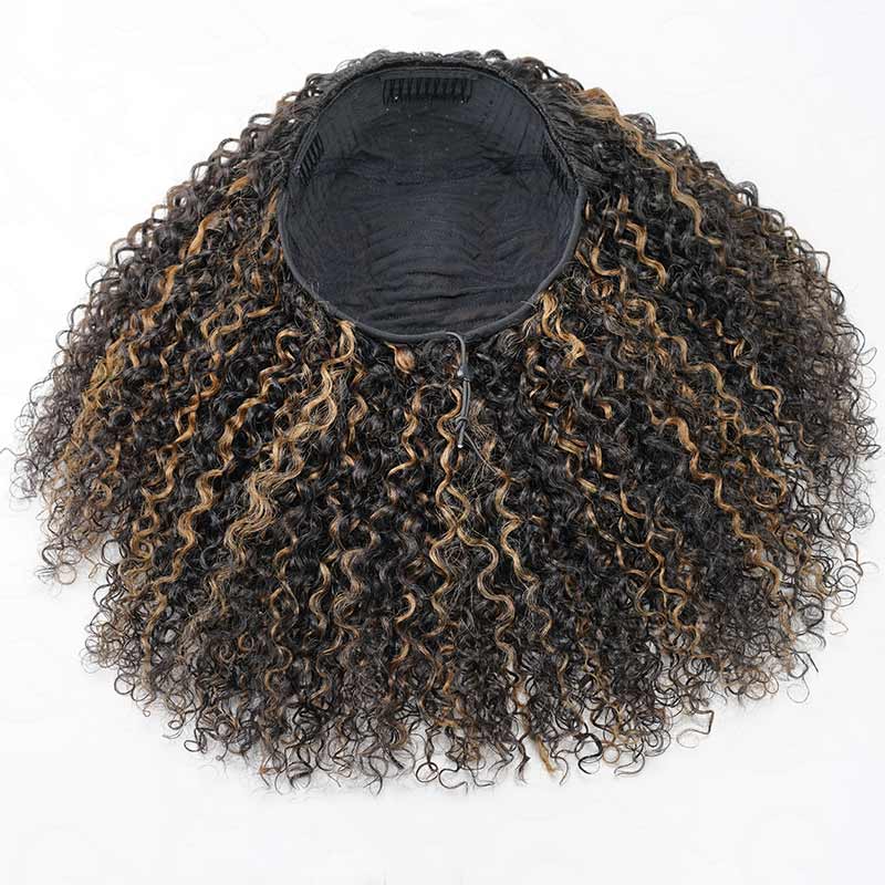 Flash Sale|QVR Glueless Highlight #1B/27 Twist Curly Half Wig Invisible Hairline Wear Go Human Hair Wigs