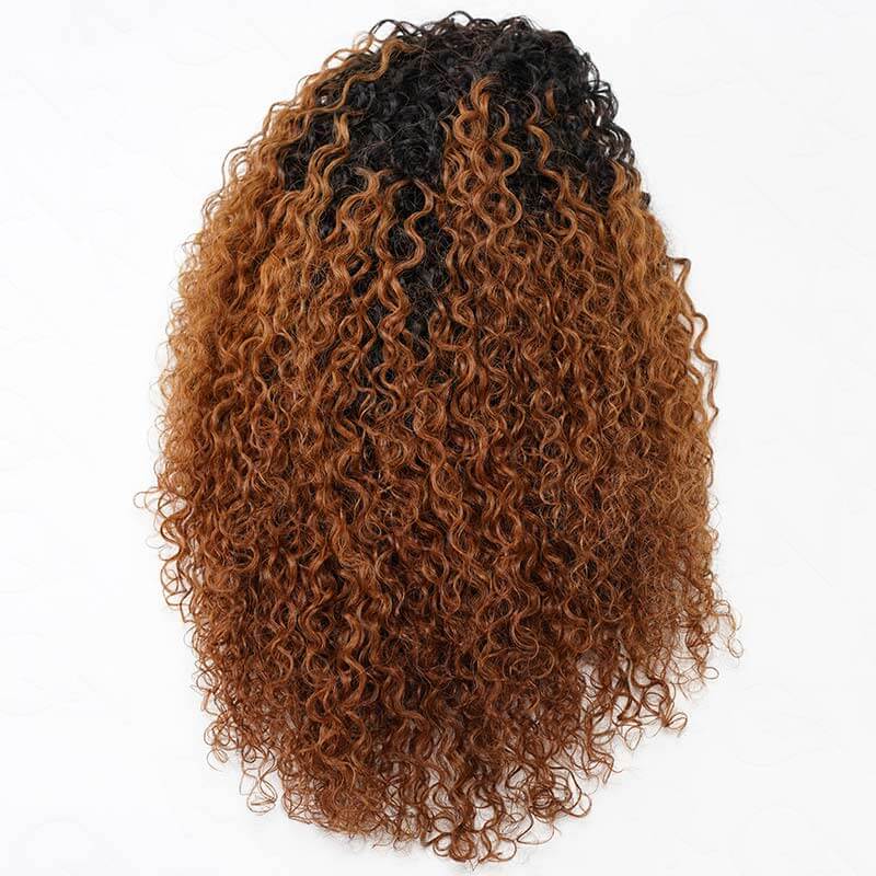 Flash Sale|QVR Glueless Twist Curly Half Wig Invisible Hairline Ombre #T1B/30 Wear Go Human Hair Wigs