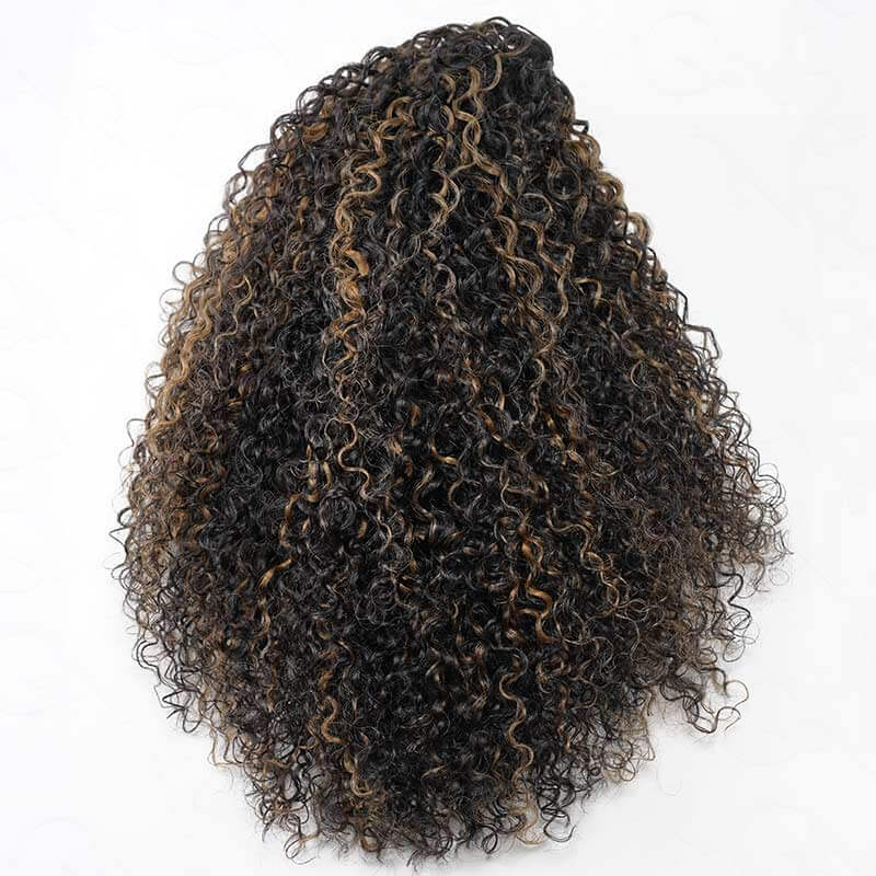 Flash Sale|QVR Glueless Highlight #1B/27 Twist Curly Half Wig Invisible Hairline Wear Go Human Hair Wigs