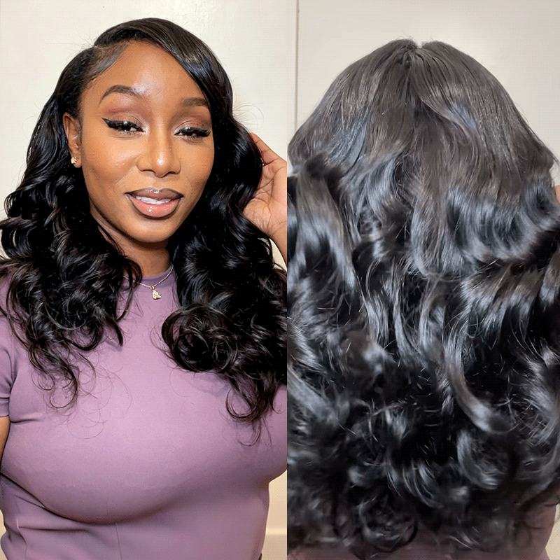 Pelucas de cabello humano en forma de U, QVR sin pegamento, pre-rizadas, con nuevas ondas corporales