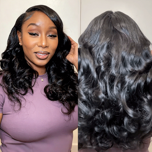 Pelucas de cabello humano en forma de U, QVR sin pegamento, pre-rizadas, con nuevas ondas corporales