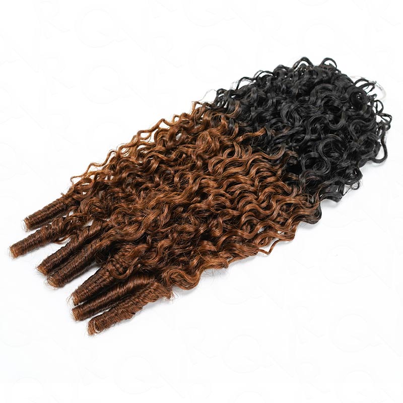 US Only|QVR #T1B/30 Burmese Curly Feather Crochet Human Hair