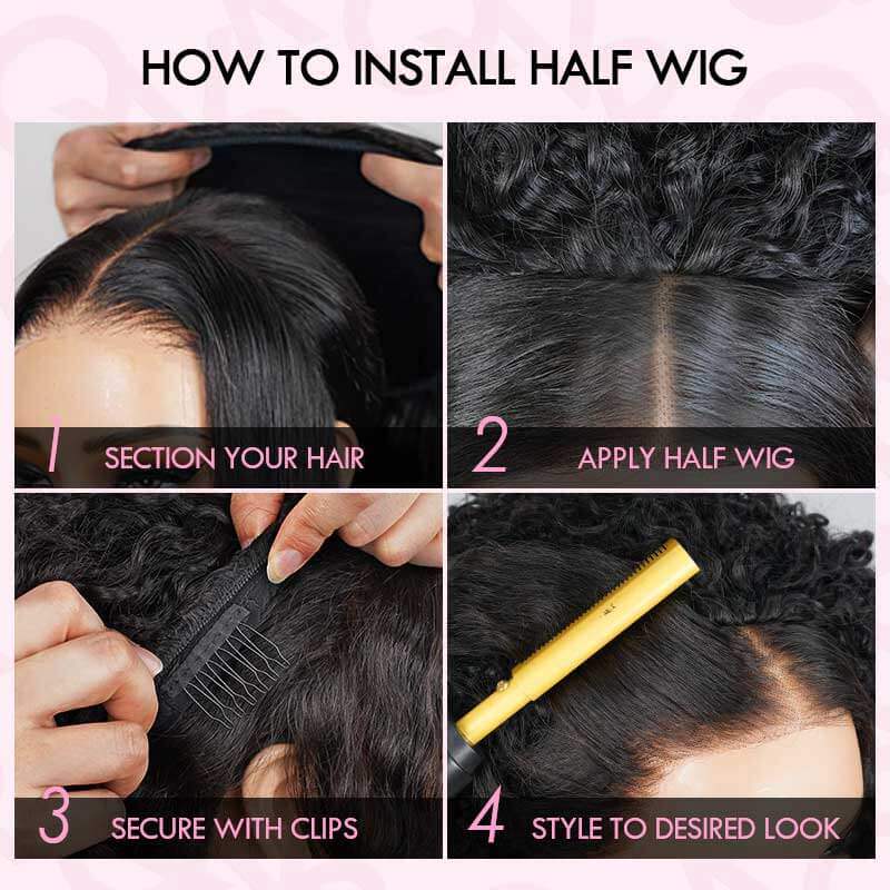 FIXED PRICE|QVR Brown Highlight Miracle Knots X Half Wig Hack Seamless Miracle Braids Human Hair Crochet Weave Hair Extension