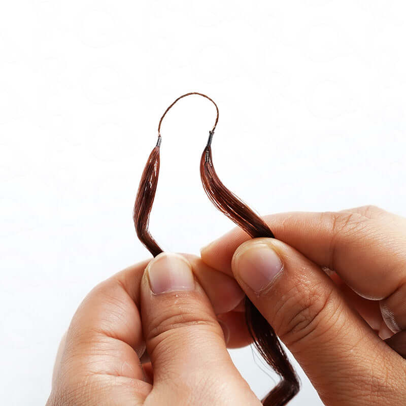 QVR Reddish Brown Human Crochet Hair Water Wave Machine Made #33B Feather Crochet Hairstyle