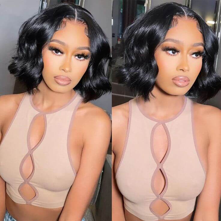 Flash Sale|QVR Straight 4x6 Pre-cut Lace Closure Human Hair Short Bob Wigs