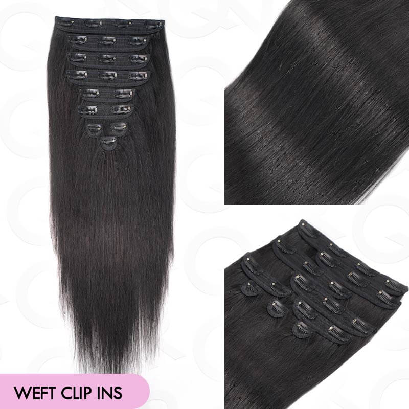 Flash Sale|QVR Invisible 9PCS 5PCS Volumizer Natural Straight Clip In Human Hair Extensions