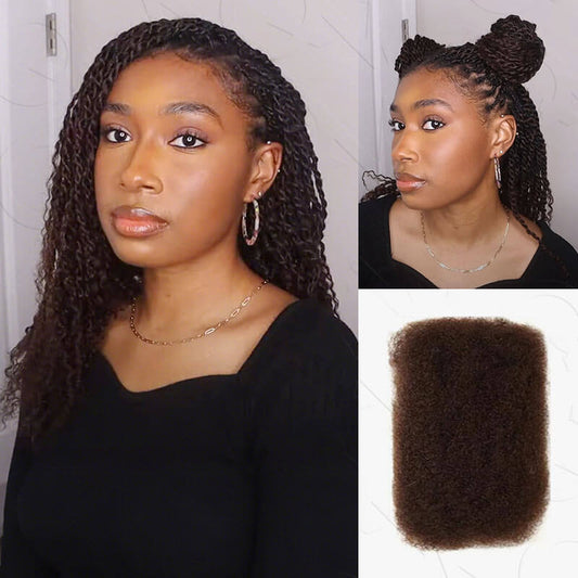 P3G5|Cabello humano a granel afro kinky marrón oscuro