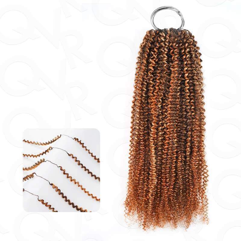 QVR Seamless Small Kinky Curly Feather Crochet Hair Highlight #P2/30 Extensiones de cabello humano hechas a máquina
