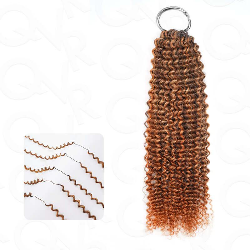 QVR Seamless Small Kinky Curly Feather Crochet Hair Highlight #P2/30 Extensiones de cabello humano hechas a máquina