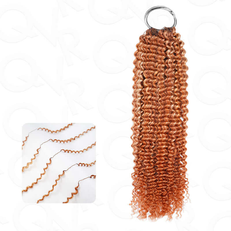 QVR Seamless Small Kinky Curly Feather Crochet Hair Highlight #P2/30 Extensiones de cabello humano hechas a máquina