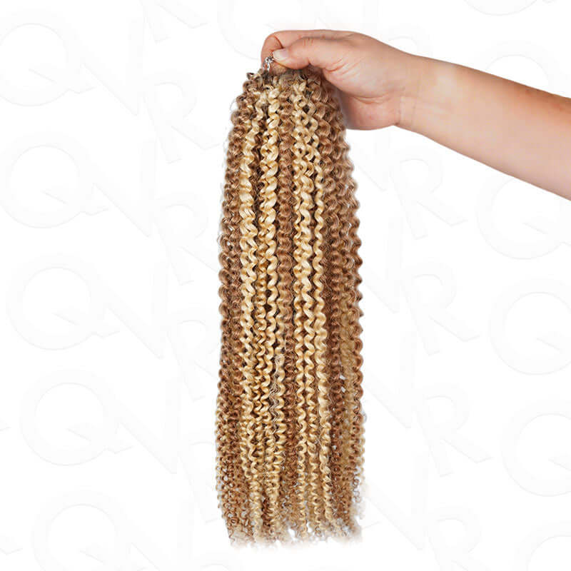 QVR Invisible Afro Kinky Curly Feather Crochet Hair Highlight #P6/24 Machine Made Human Hair Extensions