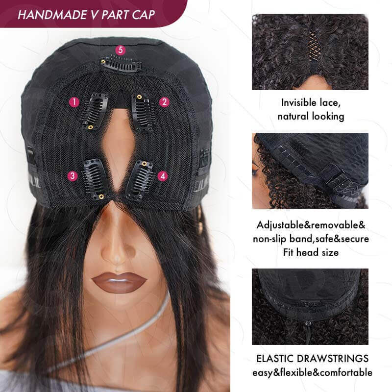 BFCM Combo|QVR Kinky Curly V Part Human Hair Wigs