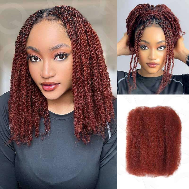 B3G1|Reddish Brown Afro kinky Bulk Human Hair