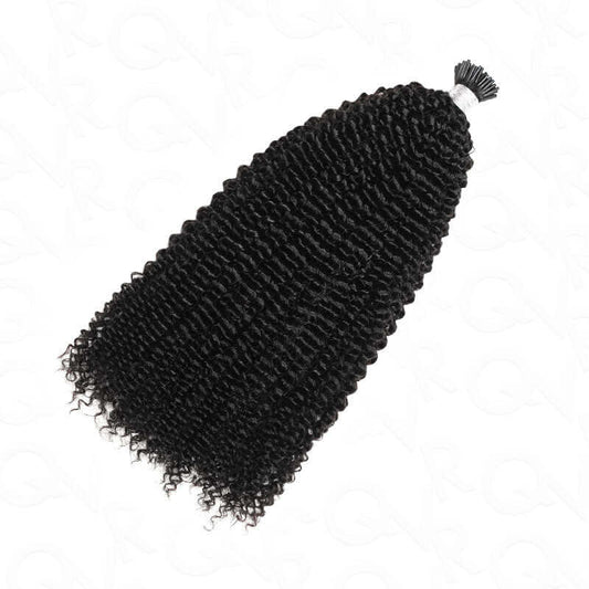 Extensiones de Cabello Rizado Afro Kinky QVR I Tip Natural Negro Cabello Humano