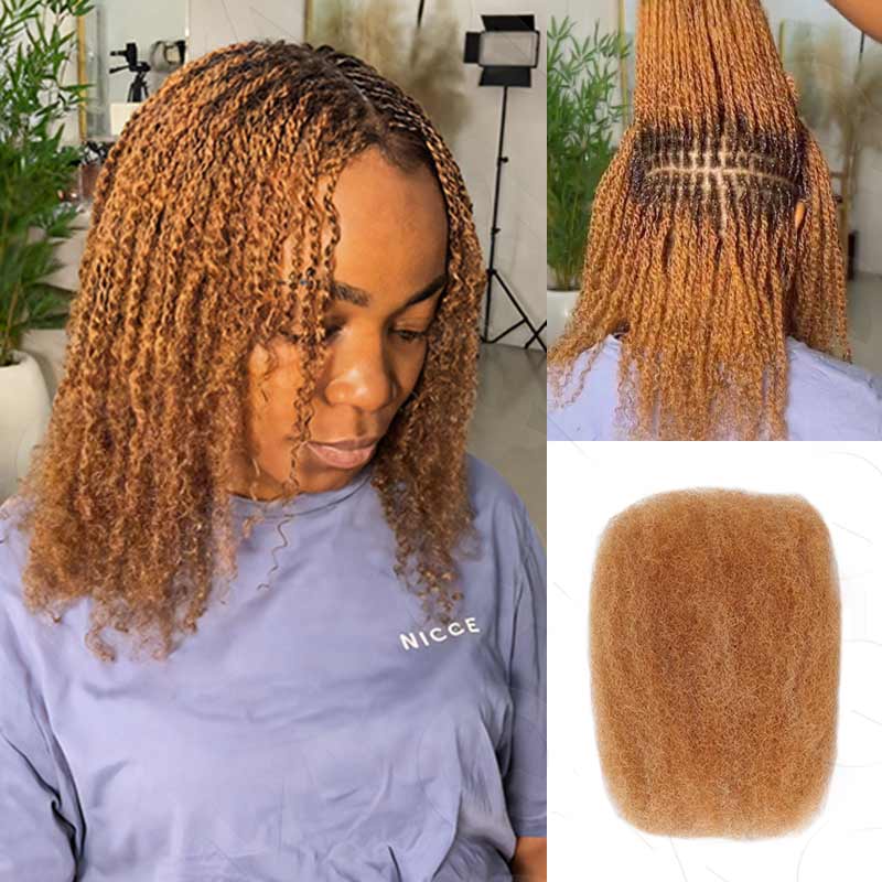 B3G1|QBrown Color Afro Kinky Bulk Human Hair