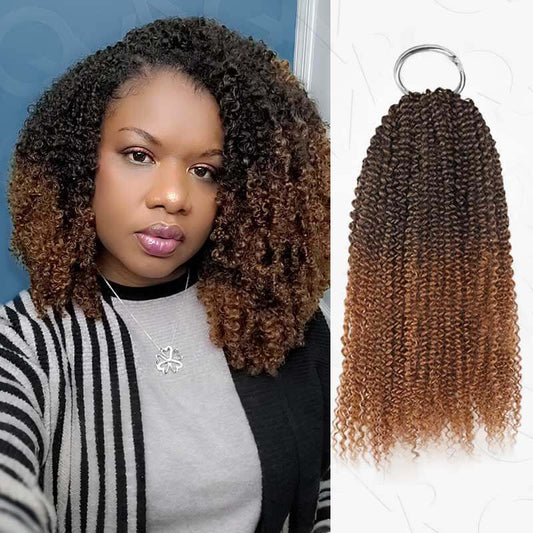 Solo EE. UU. | QVR #T2/30 Pelo Humano Rizado Afro Kinky en Pluma Crochet