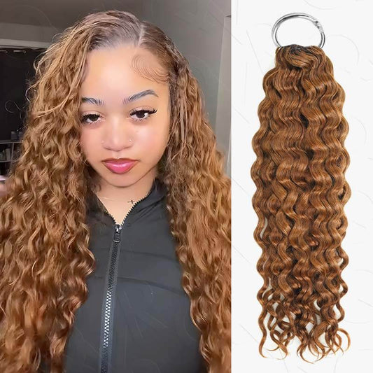 Venta Flash|QVR Castaño rojizo #30 Cabello Humano Crochet Pluma Onda de Agua