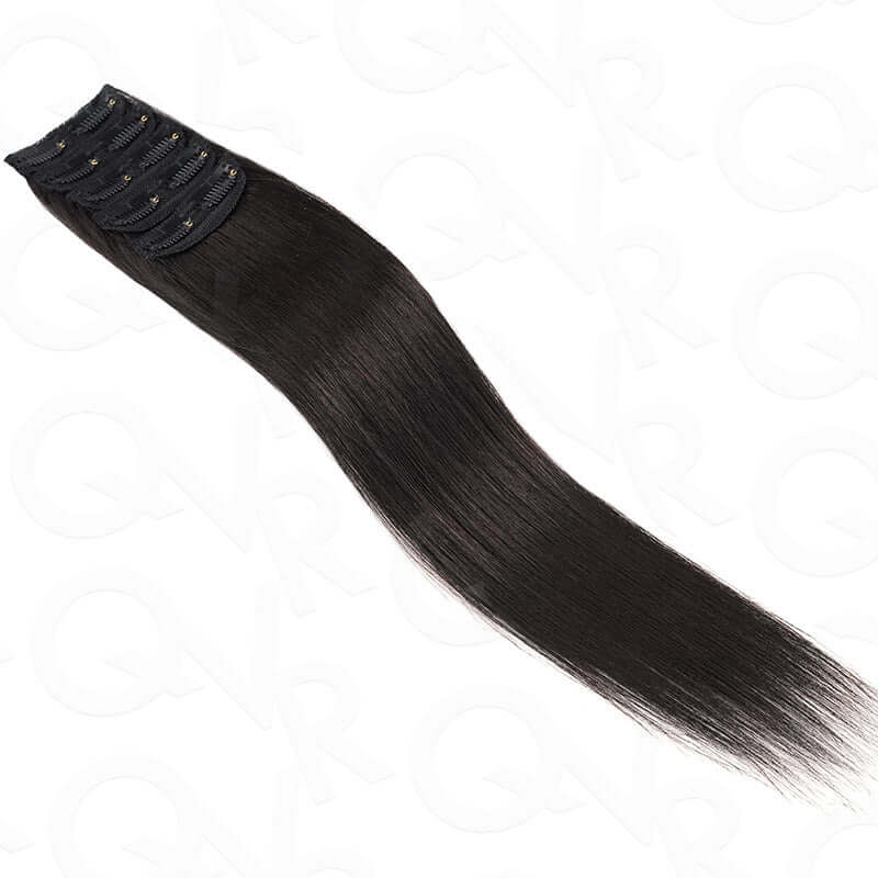 Flash Sale|QVR Invisible 9PCS 5PCS Volumizer Natural Straight Clip In Human Hair Extensions
