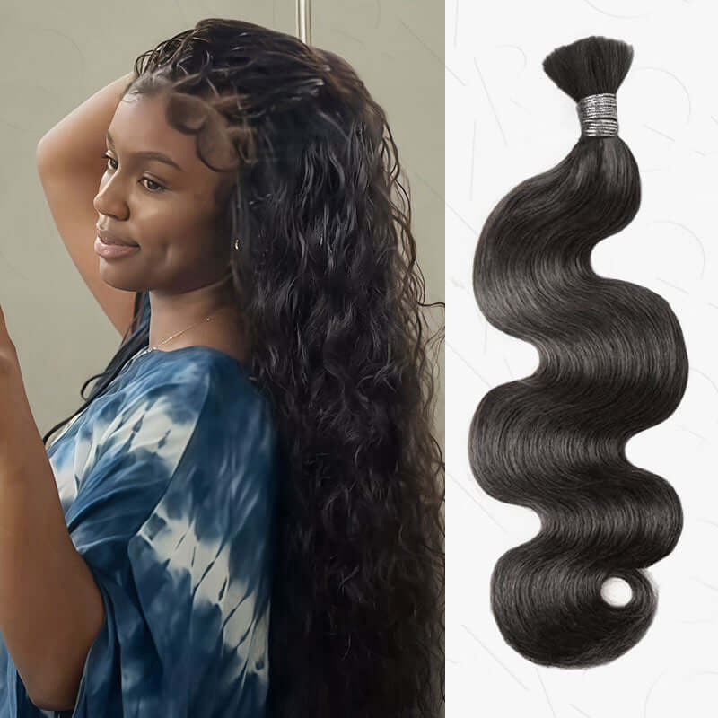 B3G1|QVR Auburn Brown Body Wave Bulk Human Hair Extensions for Boho Knotless Braiding