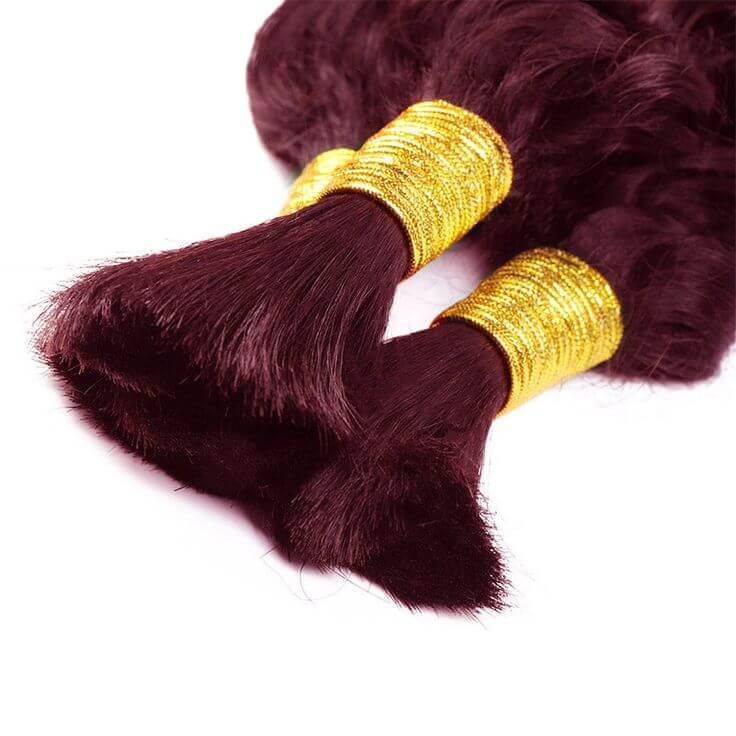 B3G1|QVR Burgundy Deep Wave Bulk Hair Extensions for Boho Knotless Braiding