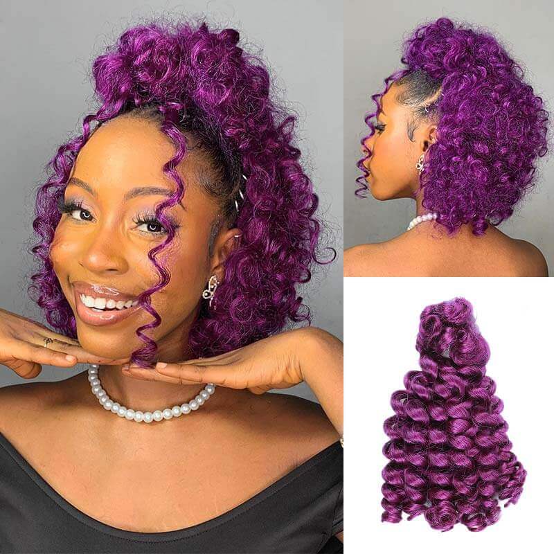 B3G1|QVR Natural Black Bouncy Curl Bulk Hair Extensions For Crochet Braids Human Hair
