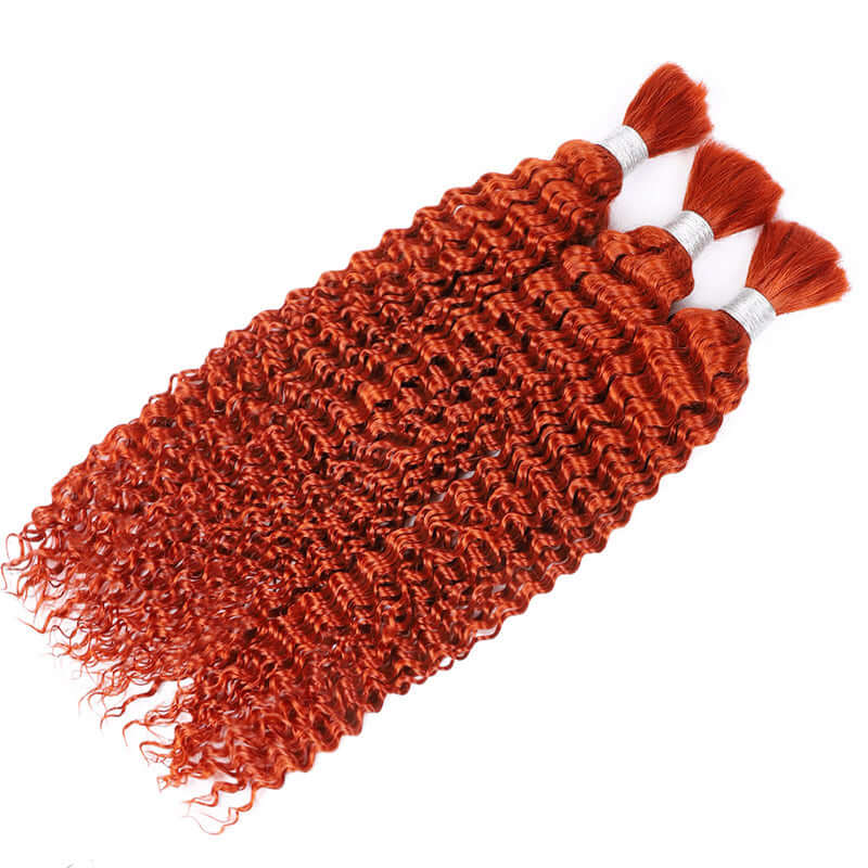 B3G1|QVR Orange Kinky Curly Bulk Human Hair Extensions