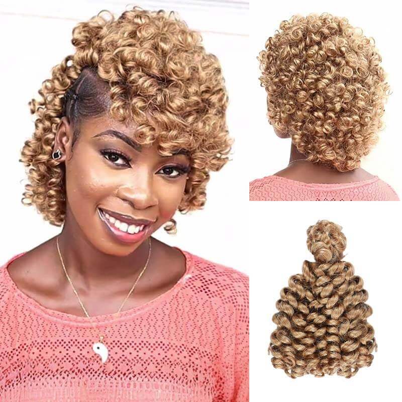 B3G1|QVR Natural Black Bouncy Curl Bulk Hair Extensions For Crochet Braids Human Hair