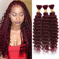 B3G1|QVR Burgundy Deep Wave Bulk Hair Extensions for Boho Knotless Braiding