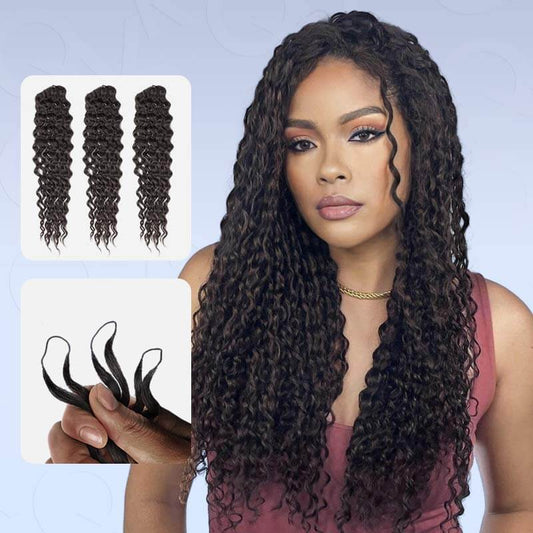 OFERTA ESPECIAL|Cabello Humano Ondulado Natural Negro Hecho a Mano para Crochet