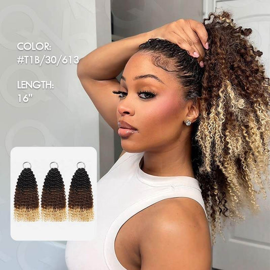 OFERTA RELÁMPAGO|QVR Ombre #T1B/30/613 Pelo de ganchillo rizado y encrespado pequeño