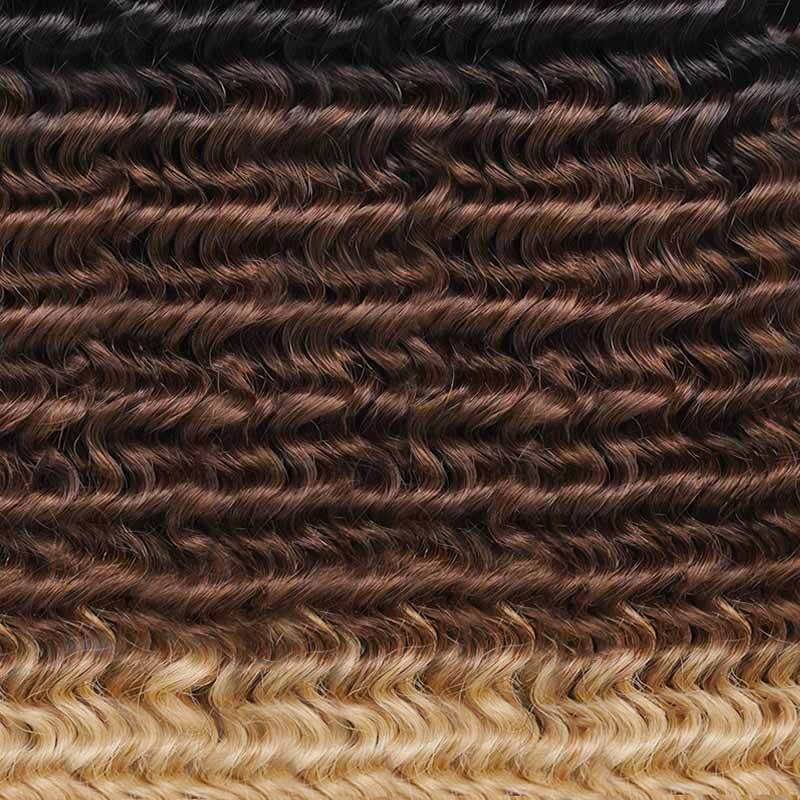 MATCH SALE|QVR Ombre #T1B/30/613 Small Kinky Curly Crochet Hair