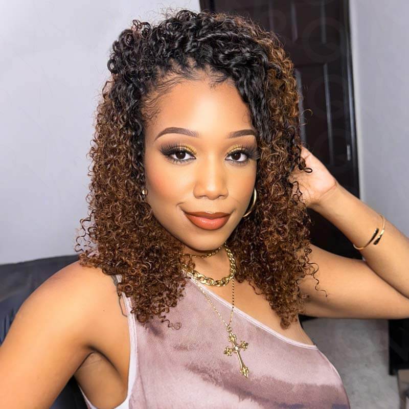 $100off Member Sale|#T1B/30 Small Kinky Curly Feather Crochet Hair